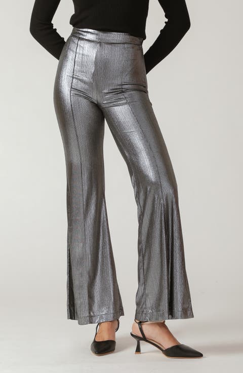 Shiny High Waist Flare Pants