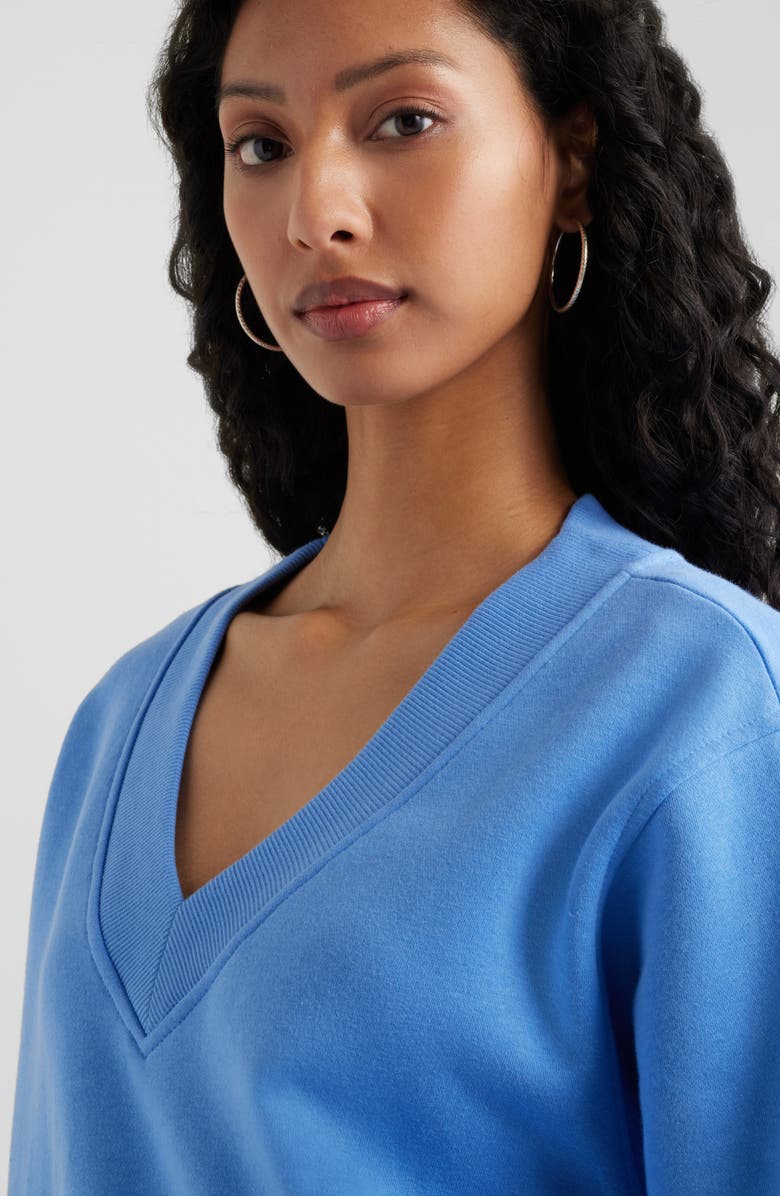 BP. Oversize V-Neck Sweatshirt, Alternate, color, Blue Stream