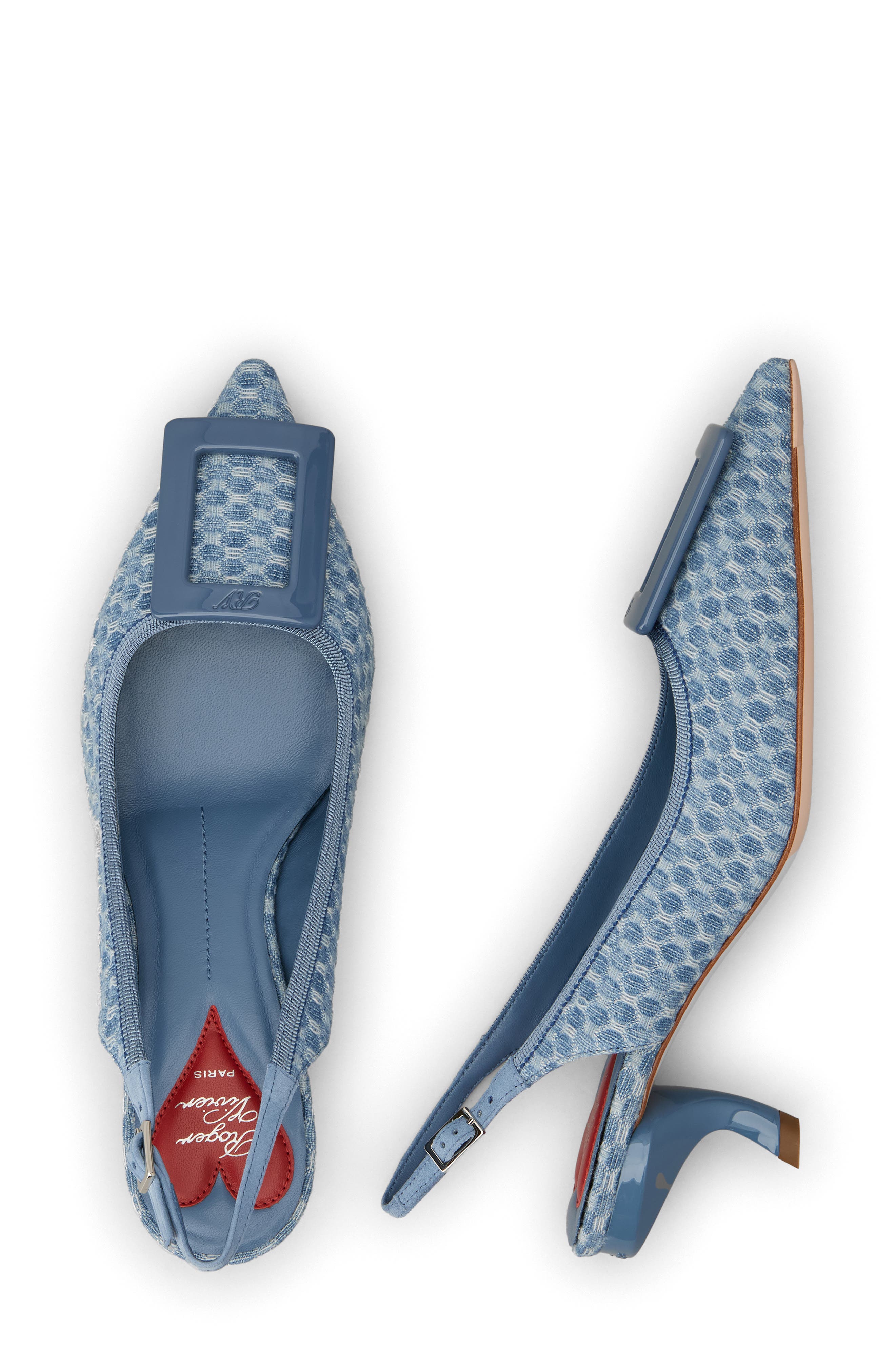 Roger Vivier Virgule Bordo Pointed Toe Slingback Pump, Alternate, color, Cielo Scuro