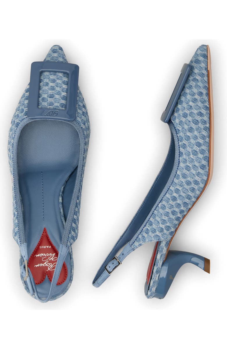 Roger Vivier Virgule Bordo Pointed Toe Slingback Pump, Alternate, color, Cielo Scuro