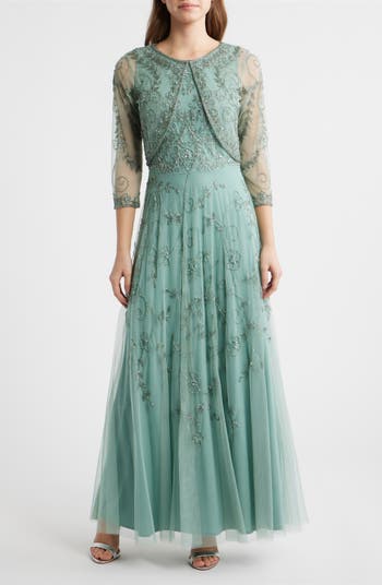 jaci rhinestone embroidered mesh formal dress Crystal Spark Queen- Rhinestone Mesh Dress (New) – DivAbby main image 1