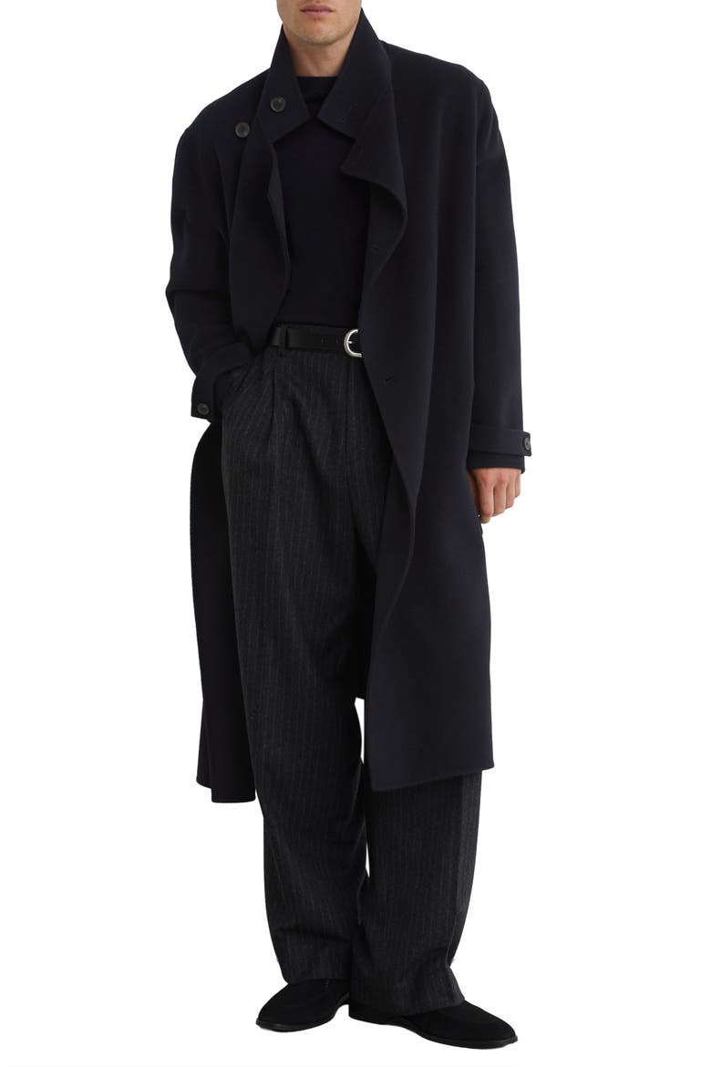 Selation Wool Blend Belted Overcoat, Alternate, color, NAVY
