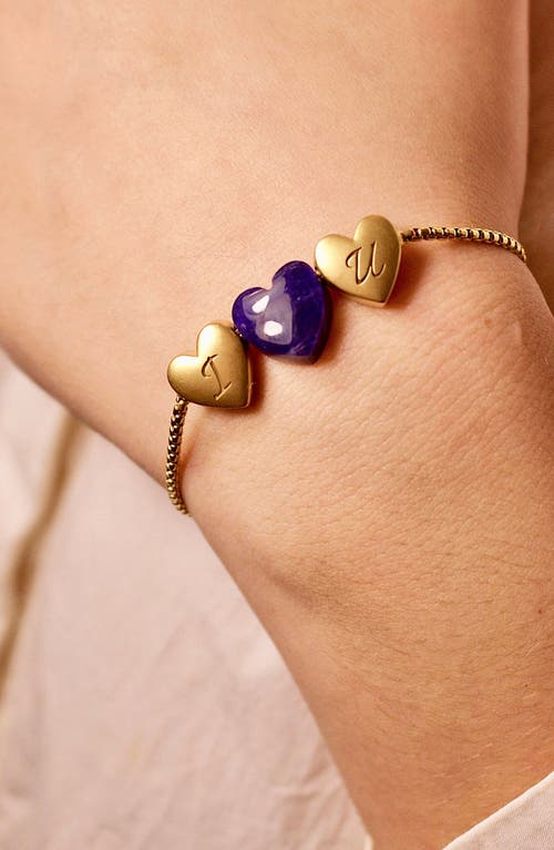 Luvmyjewelry Luv Me Heart Sodalite Slide Bracelet In Gold