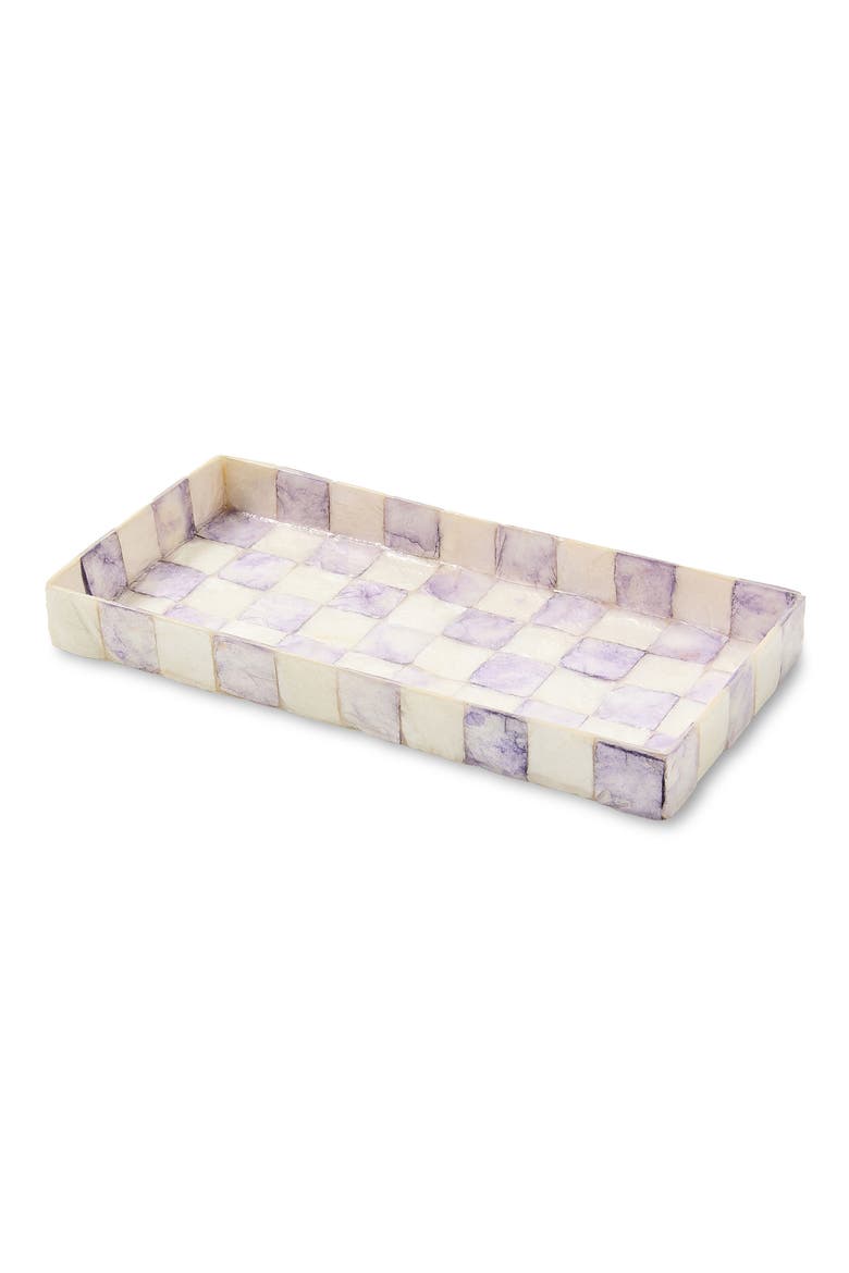 Violet Check Capiz Vanity Tray, Main, color, VIOLET