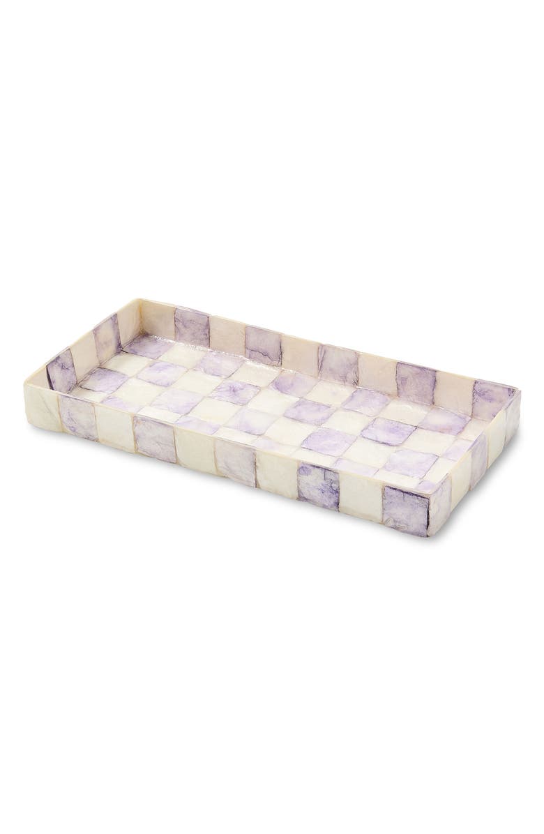 MACKENZIE CHILDS Violet Check Capiz Vanity Tray, Main, color, Violet