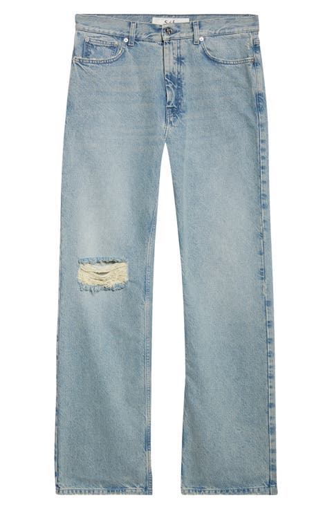 Swirl Distressed Straight Leg Jeans
