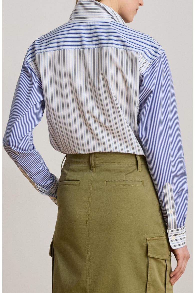 Mixed Stripe Cotton Button-Up Shirt, Alternate, color, BLUE/ WHITE MULTI