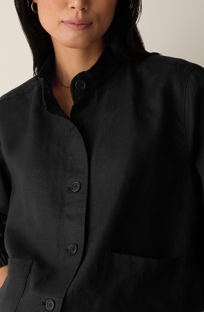 Eileen Fisher Stand Collar Organic Linen Jacket, Alternate, color, 