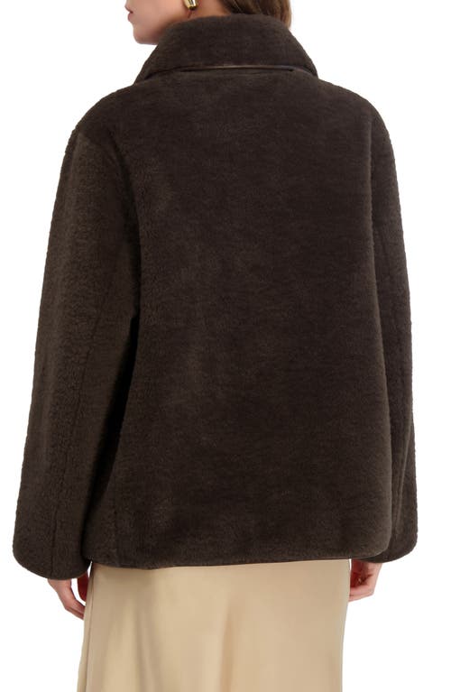 Tahari Kai Reversible Faux Shearling Jacket In Brown