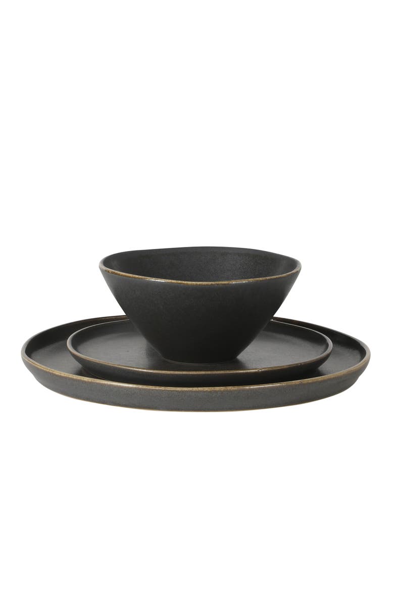 Coastal Forest 12-Piece Triple Reactive Glaze Stoneware Dinnerware Set, Alternate, color, Grey
