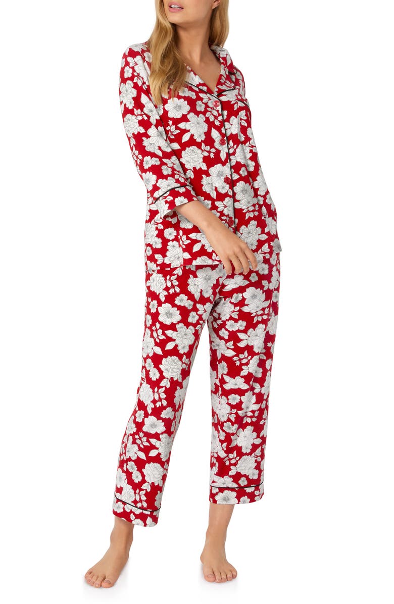 BedHead Pajamas Print Stretch Organic Cotton Crop Pajamas, Main, color, Floral Charm