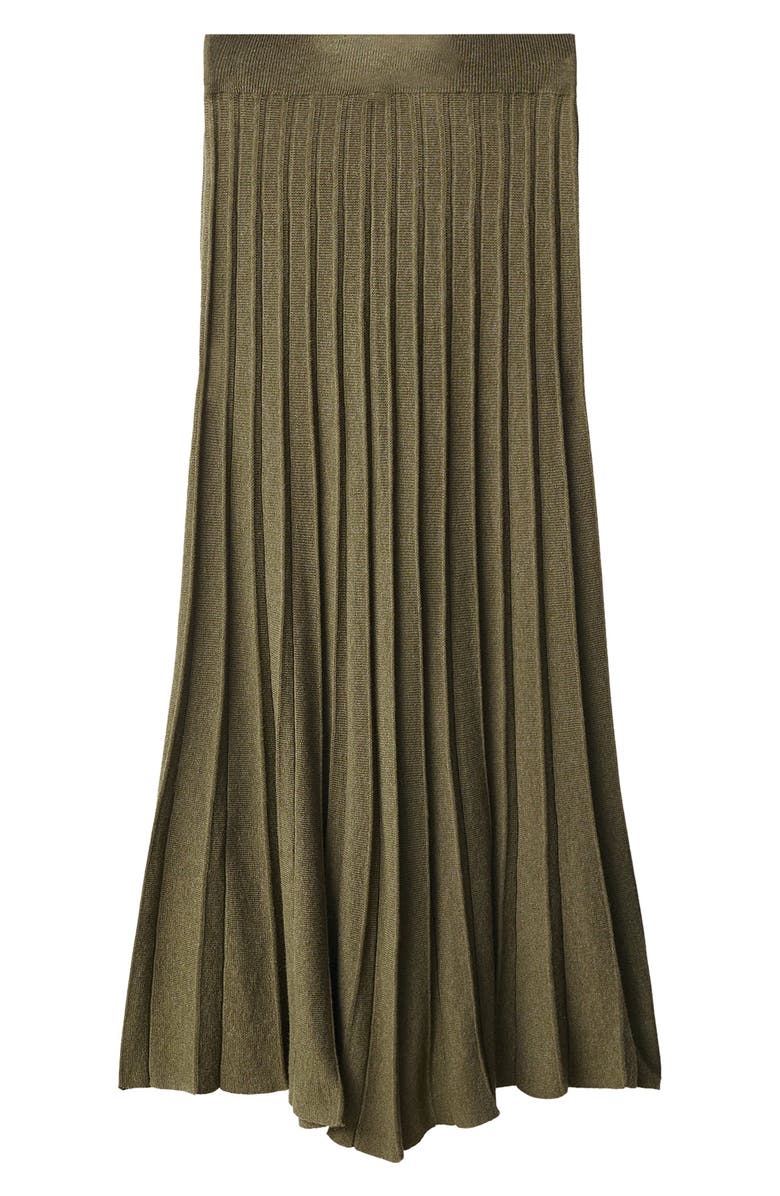 MANGO Valenti Pleated Maxi Sweater Skirt, Main, color, Khaki Green