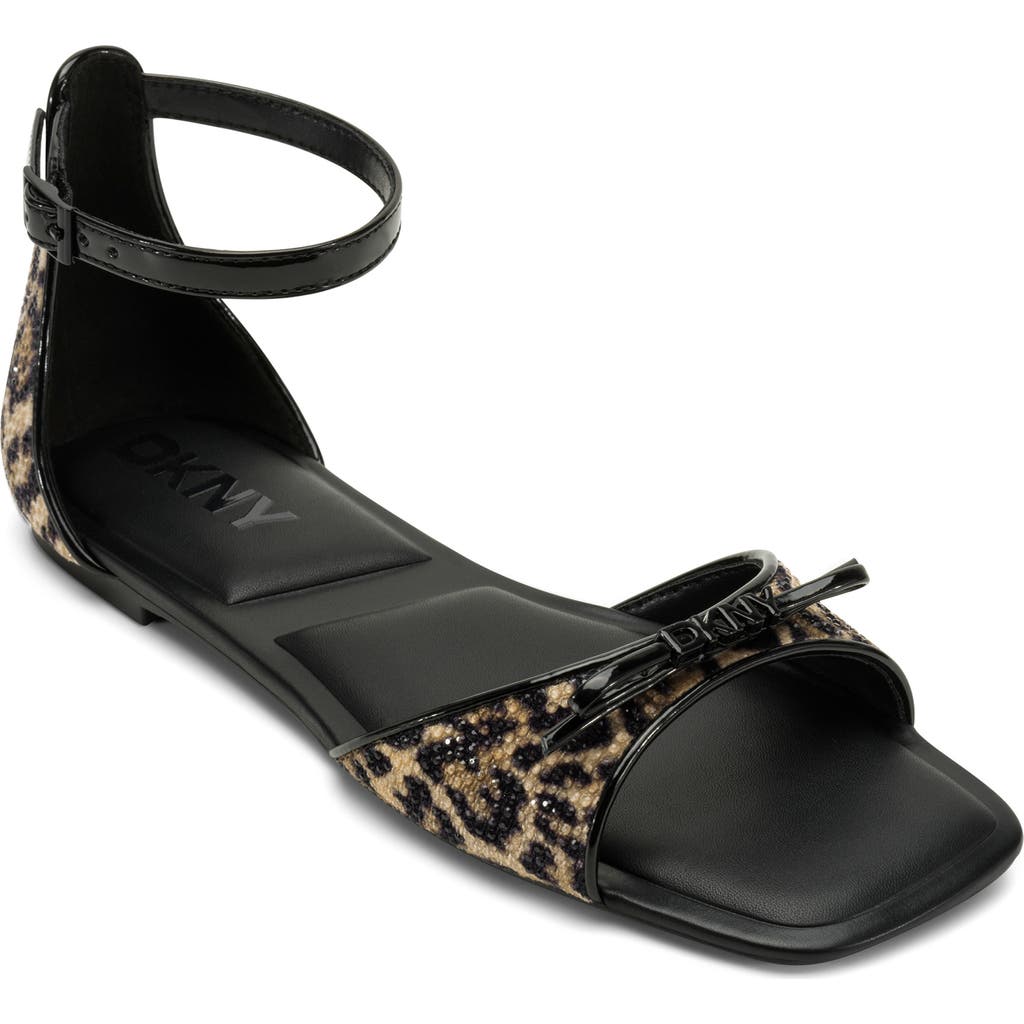 Dkny Women's Dazey Flat Ankle Strap Sandal In Natural/blk