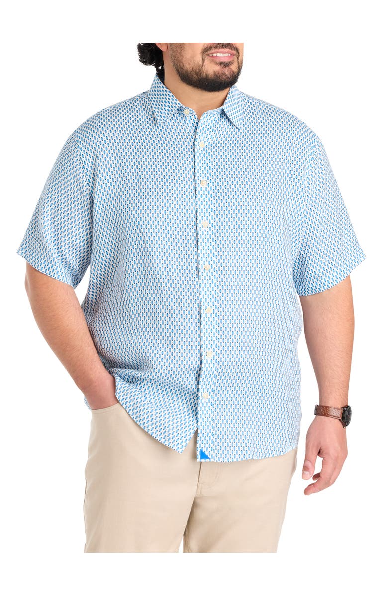 Untuckit Fit by Dxl Big & Tall Redcroft Linen Sport Shirt, Main, color, Blue