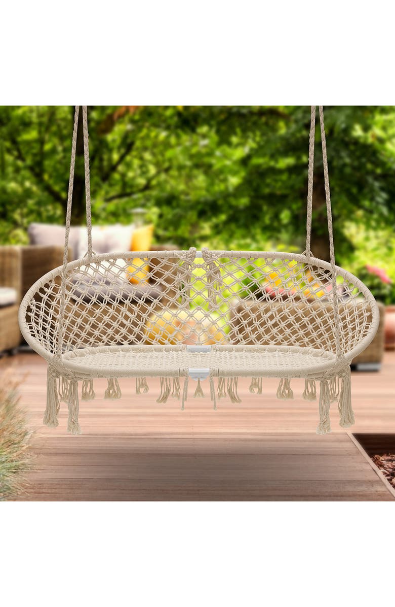 SORBUS Macramé Hanging Hammock Chair, Alternate, color,
