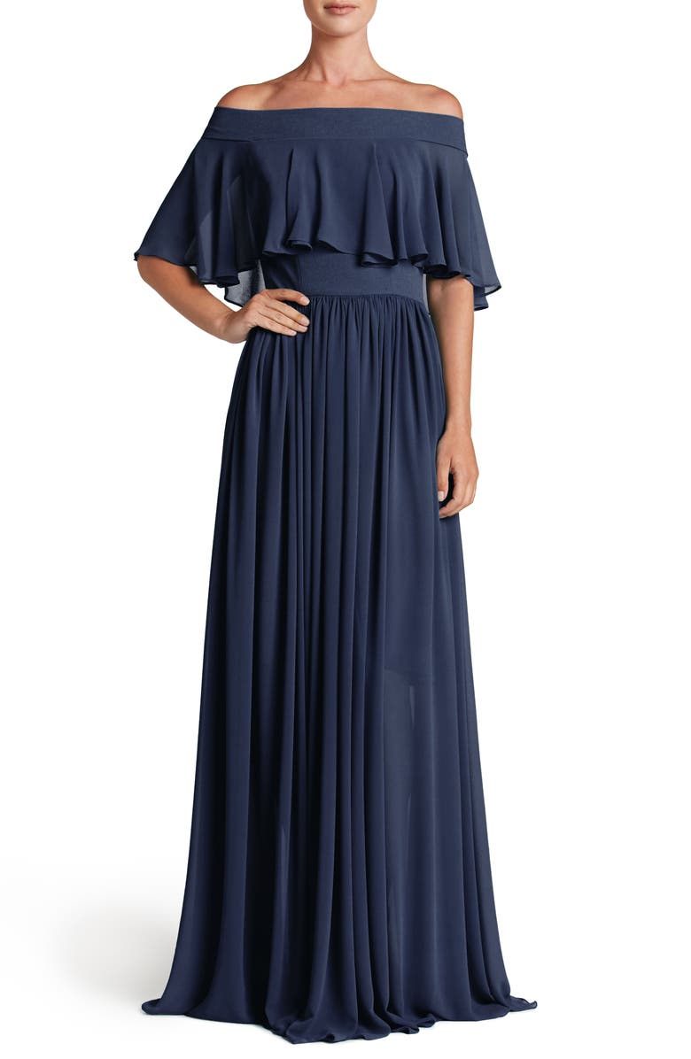 Dress the Population Violet Off the Shoulder Chiffon Gown, Main, color,