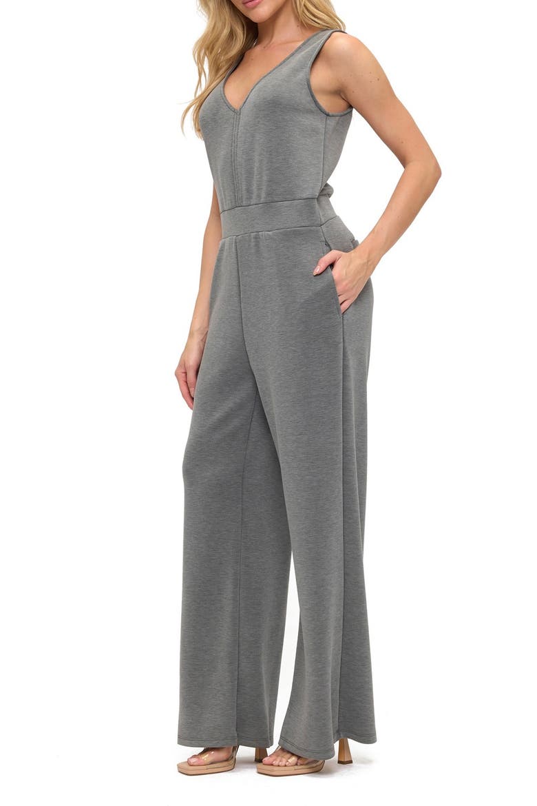 Sleeveless Scuba Knit Jumpsuit, Alternate, color, CHARCOAL