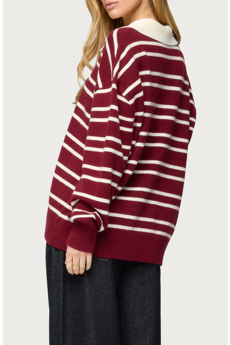Rilynn Stripe Sweater Polo, Alternate, color, BURGUNDY-AND-WHITE