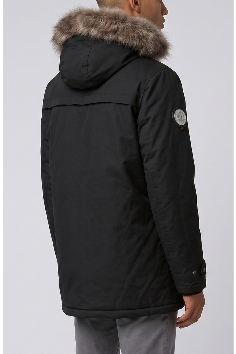 Faux-Fur Hooded Parka with Utility Pockets, Alternate, color, Black