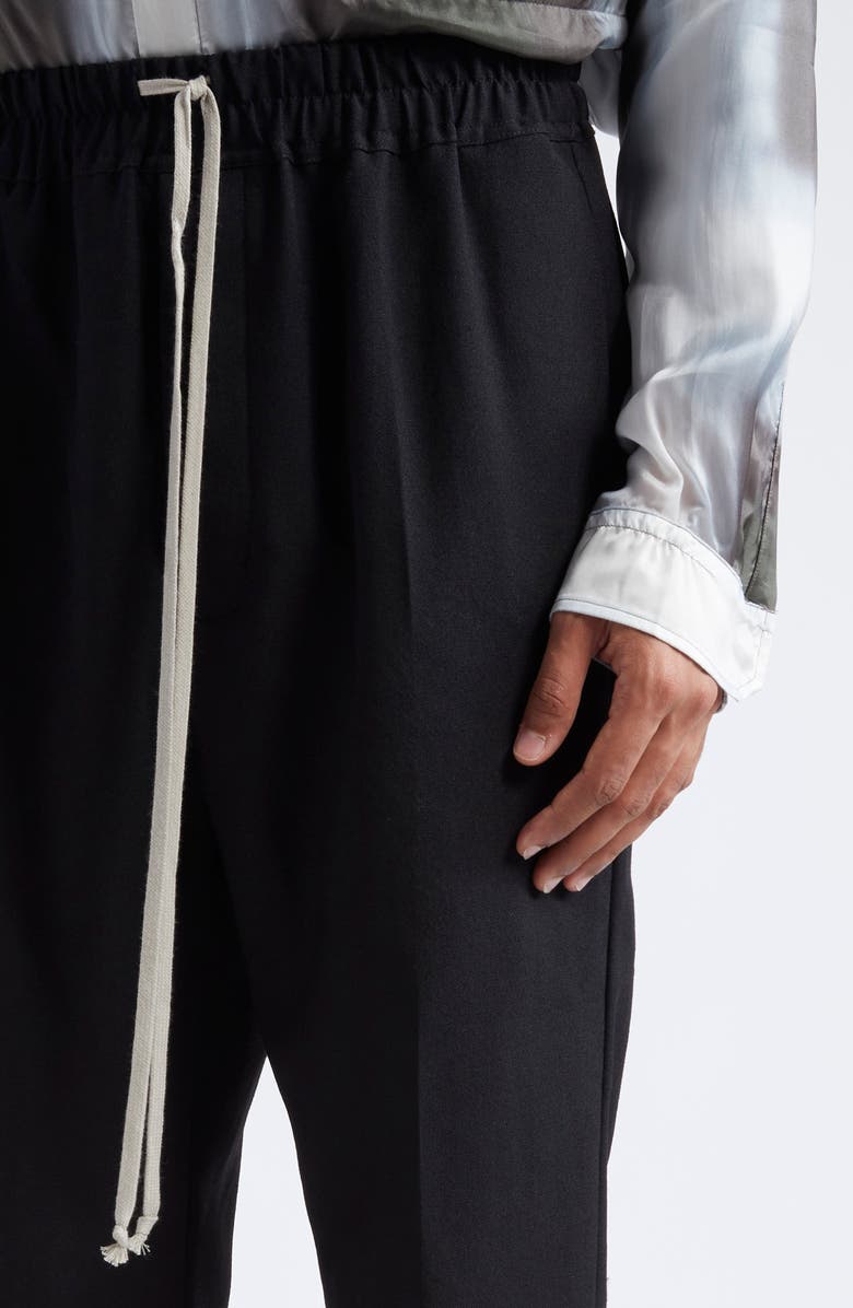 Rick Owens Straight Leg Drawstring Wool Pants, Alternate, color, Black