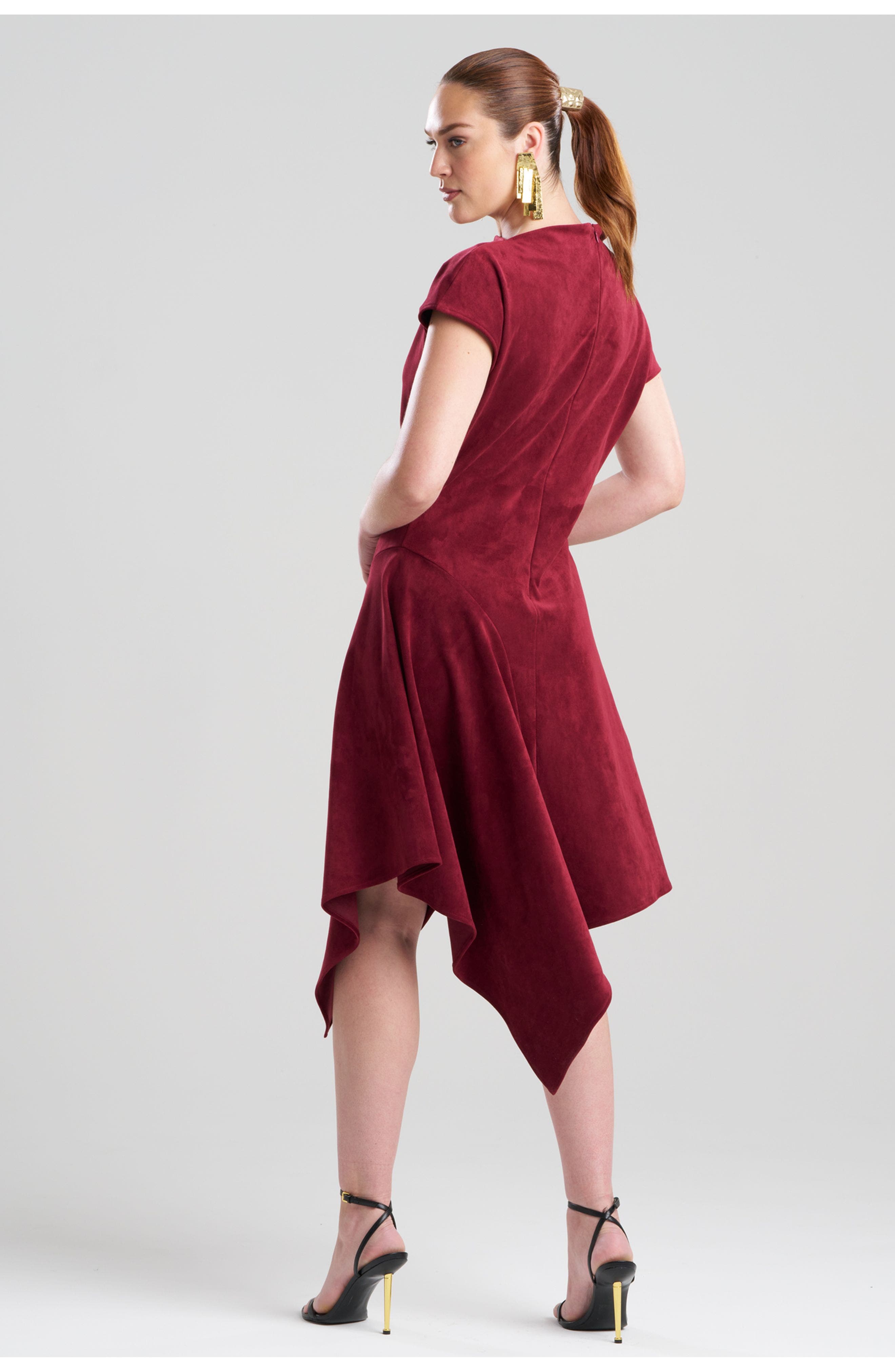 Vegan Luxe Suede Asymmetric Drape Neck Dress - image 2
