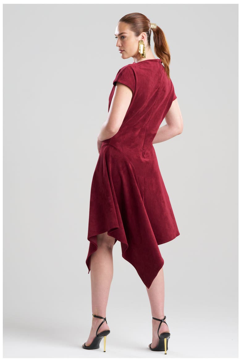 Vegan Luxe Suede Asymmetric Drape Neck Dress, Alternate, color, RUBY