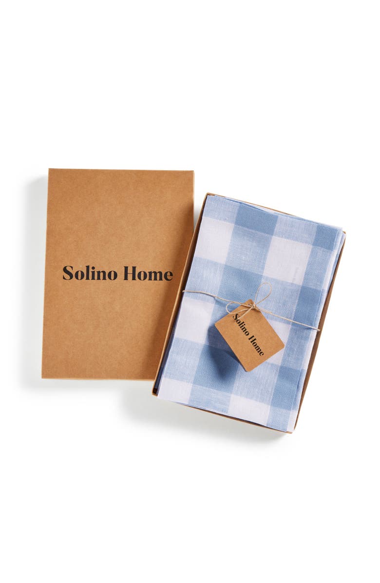 Solino Home Linen Dinner Napkins - Buffalo Check, 20" x 20", Alternate, color, Chambray Blue And White