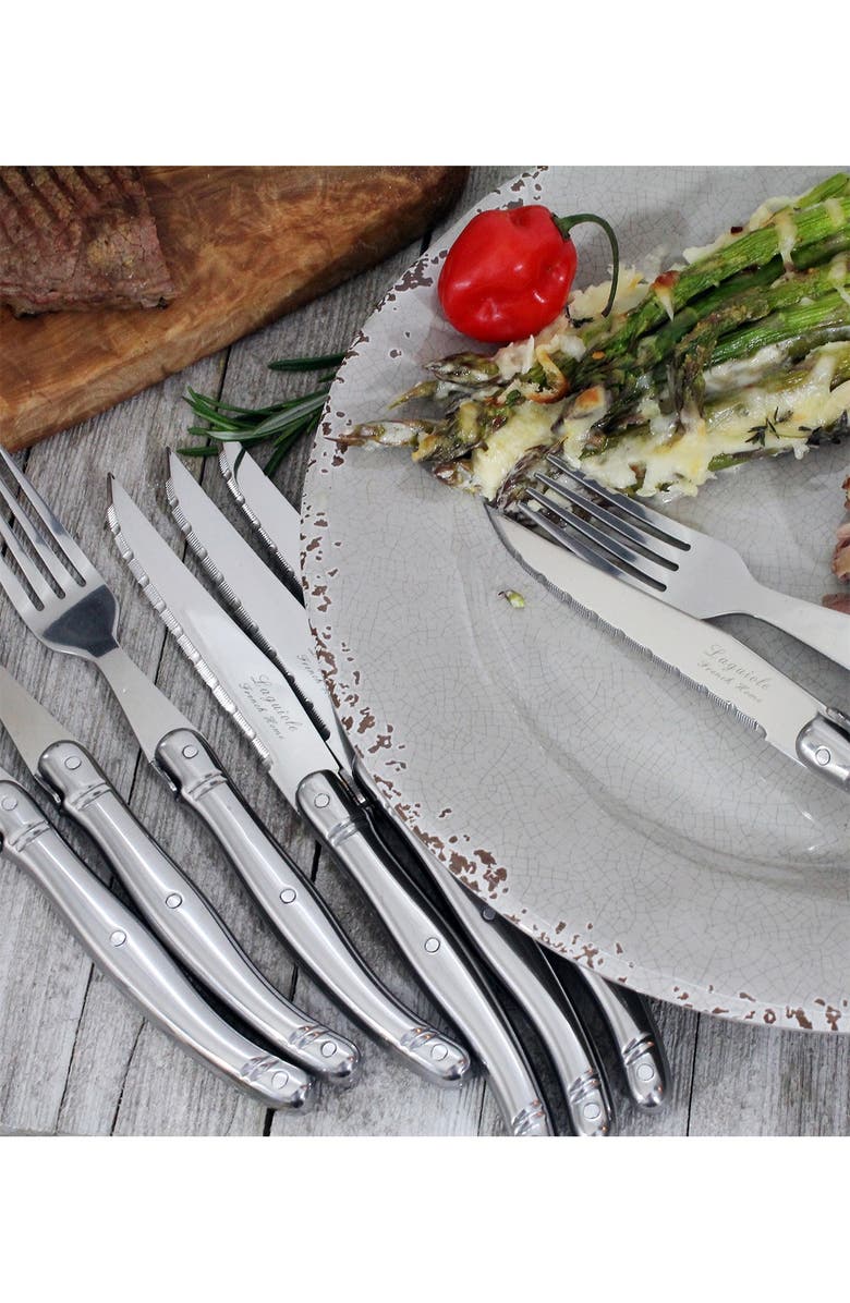 FRENCH HOME Laguiole 8-Piece Stainless Steel Knife & Fork Set - Silver, Alternate, color, Silver