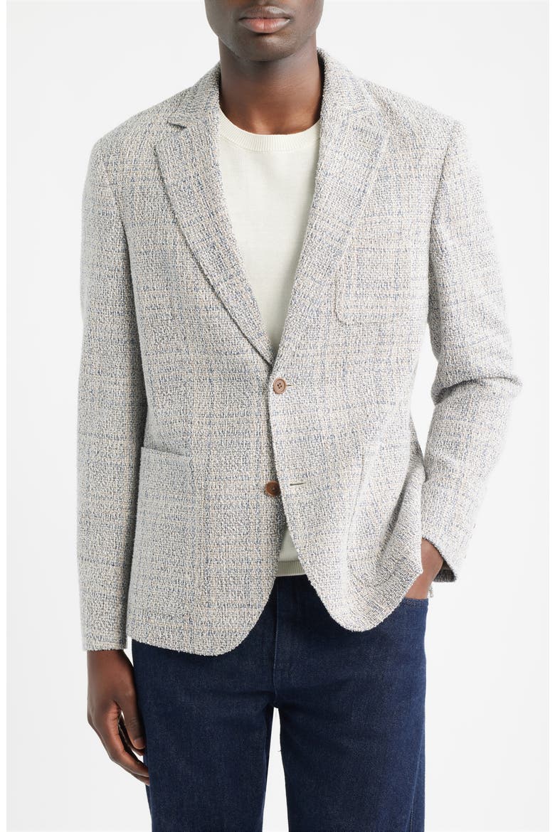 Henrik Trim Fit Knit Cotton Blend Tweed Sport Coat, Alternate, color, BEIGE VACA PLAID