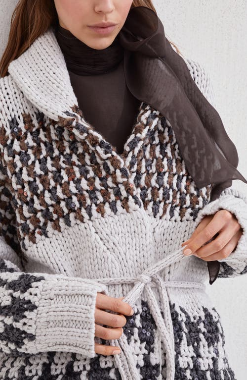 Brunello Cucinelli Prince Of Wales Opera Cardigan In White