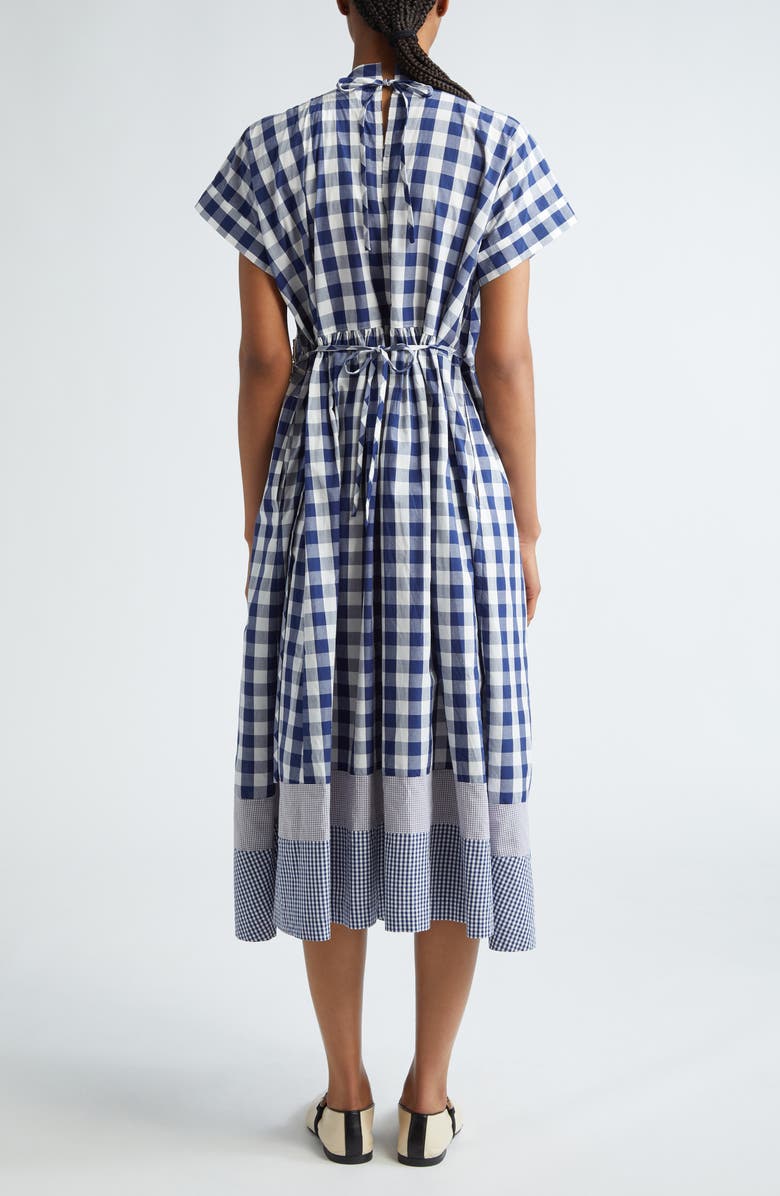 Tao Comme des Garçons Gingham Cotton Midi Dress with Hand Embroidered Overlay, Alternate, color, 