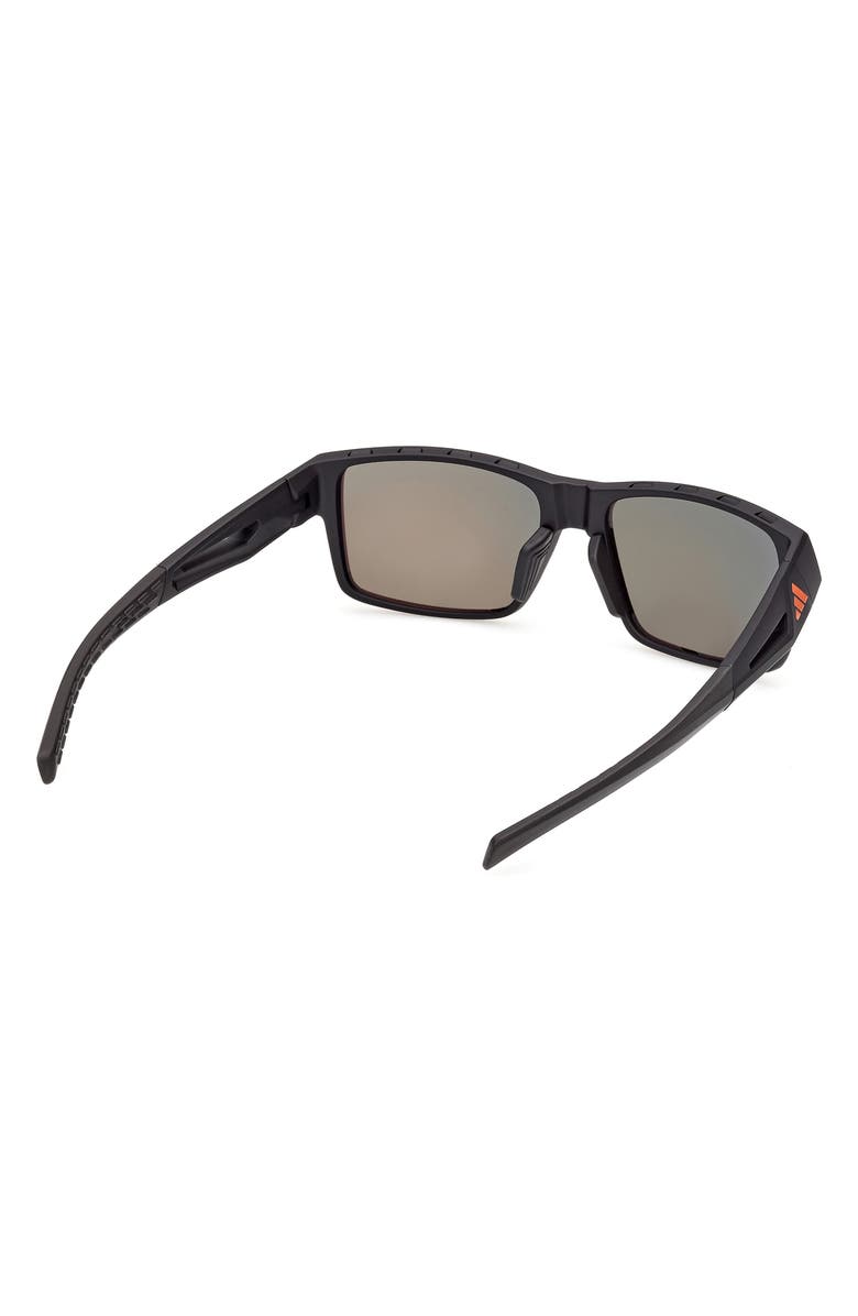 adidas 55mm Mirrored Rectangular Sunglasses, Alternate, color, Matte Black / Roviex Mirror