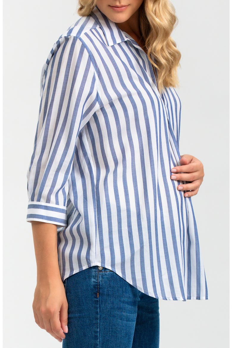 Long Sleeve Johnny Collar Shirt, Alternate, color, NAVY