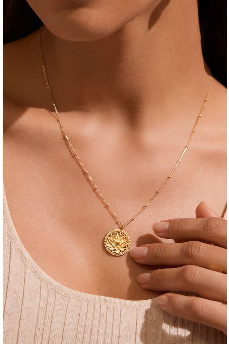 Blessed Beginnings Lotus Necklace, Alternate, color, Gold