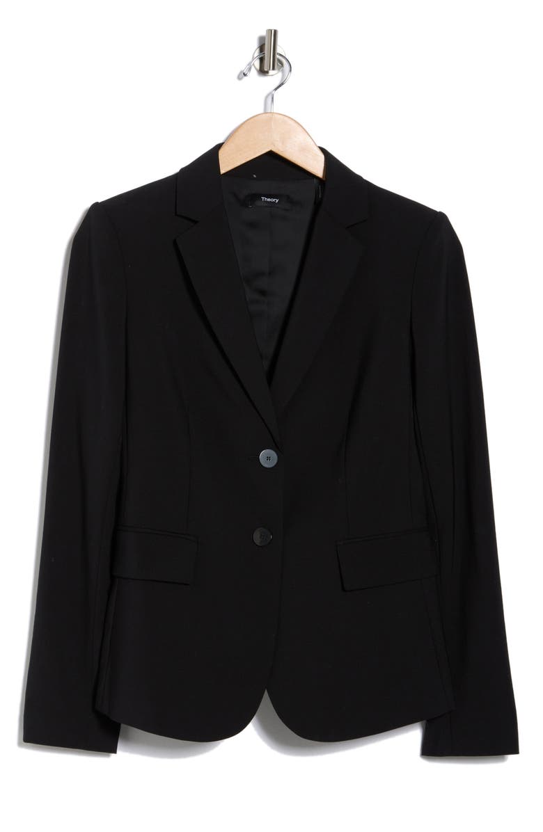 Theory Carissa Verve Stretch Virgin Wool Blazer, Alternate, color, Black