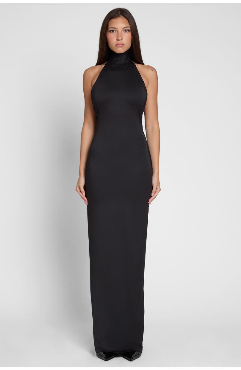 LEAU Alaia Drape Maxi Dress, Alternate, color, Black