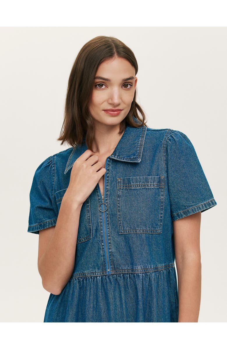 Finery London Tania Denim Midi Shirt Dress, Alternate, color, Mid Blue