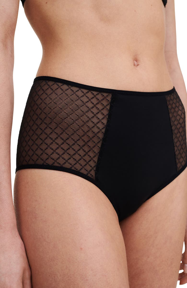 Chantelle Lingerie Norah Chic High Waist Full Briefs, Alternate, color, Black