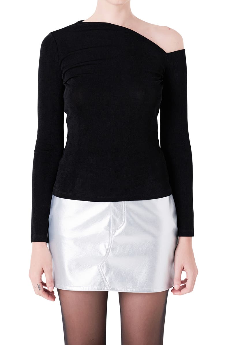 Grey Lab Asymmetric One-Shoulder Top, Alternate, color, Black