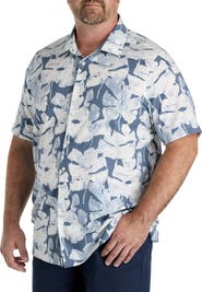 Perry Ellis Big & Tall Abstract Leaf Patterned Sport Shirt