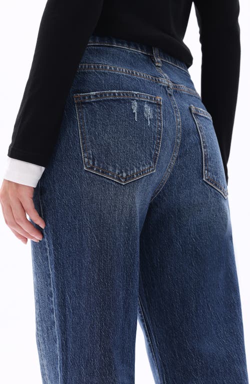 Bayeas High Waist Relaxed Raw Hem Straight Leg Jeans In Blue