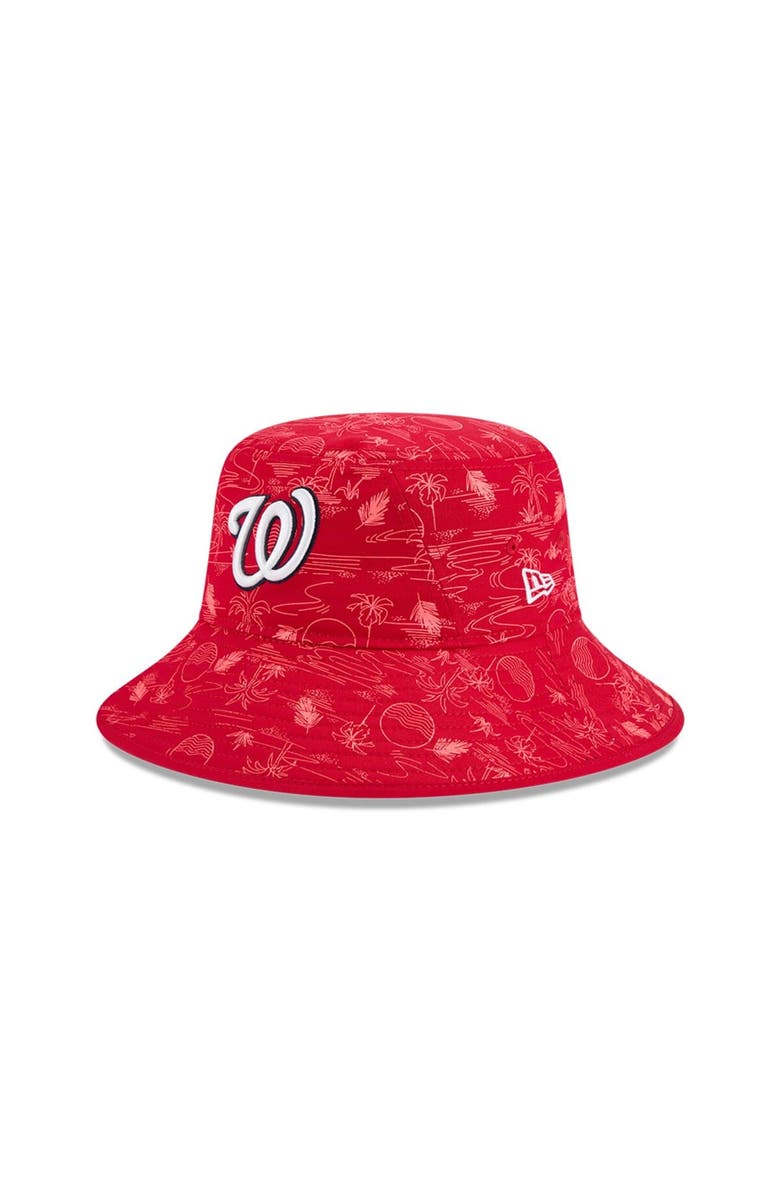 New Era Youth New Era  Red Washington Nationals 2025 Spring Training All Over Print Bucket Hat, Main, color, 
