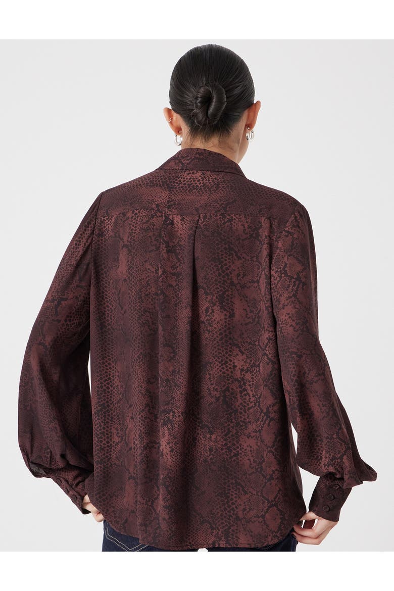 Chiffon Printed Long Sleeve Shirt, Alternate, color, Snake Print Brown