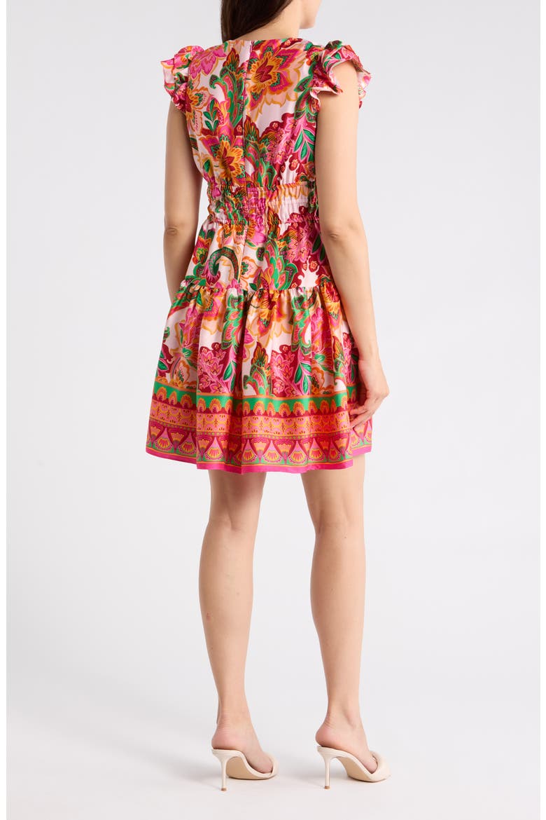 Cap Sleeve Fit & Flare Minidress, Alternate, color, PINK MULTI