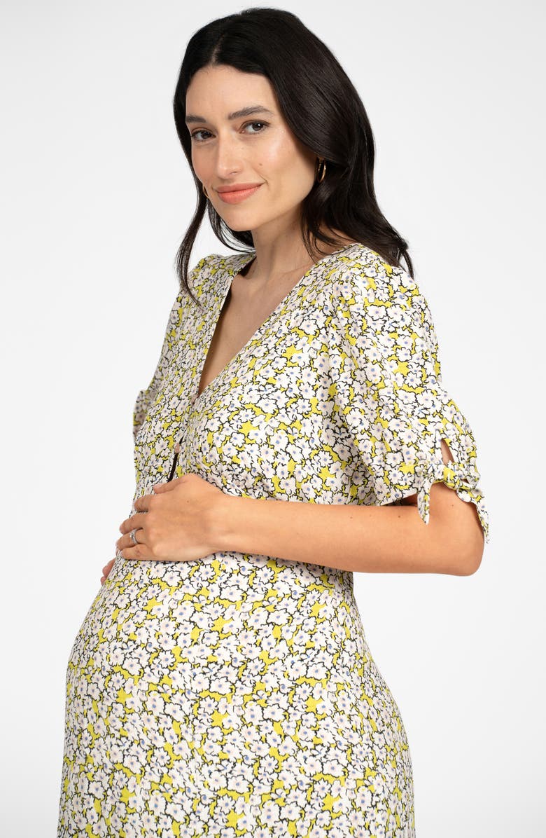 Seraphine Floral Bow Sleeve Maternity MIdi Dress, Alternate, color, 