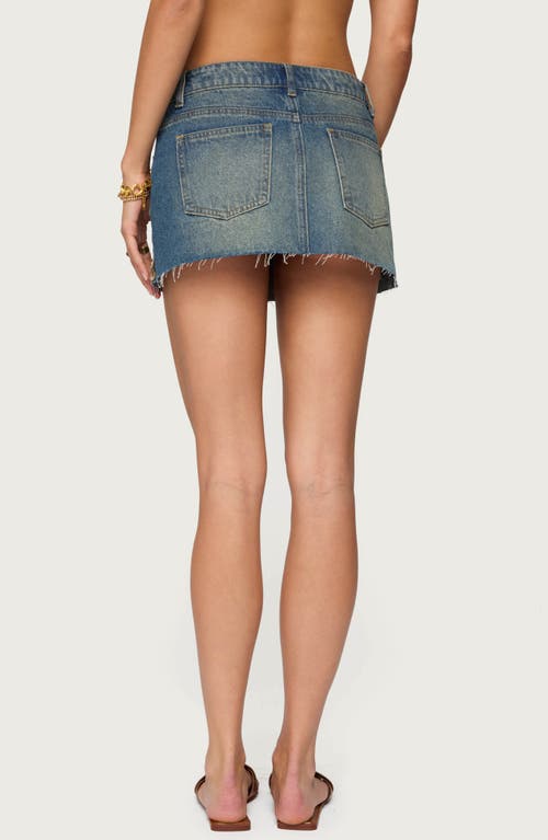Edikted Shaina Iridescent Denim Mini Skirt In Blue