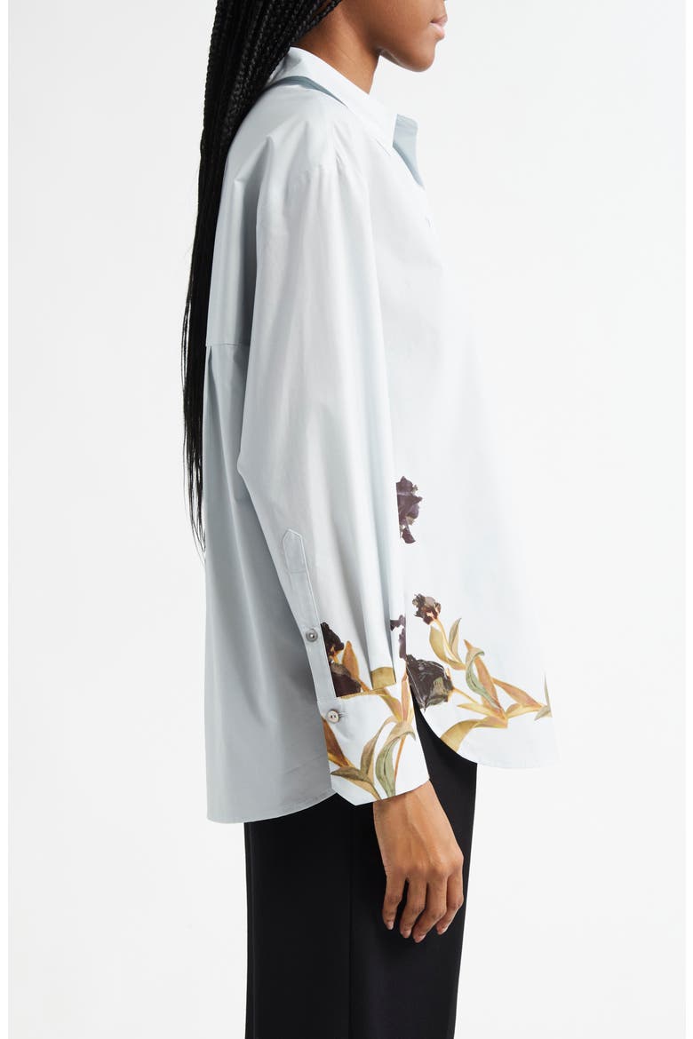 Iris Button-Up Shirt, Alternate, color, SALT GLASS/ BLACK IRIS