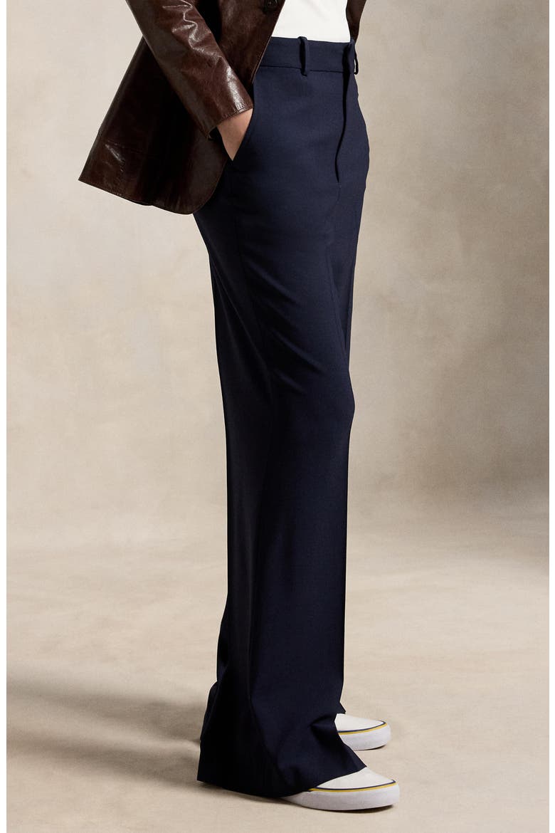 Beaton High Waist Flare Leg Stretch Wool Pants, Alternate, color, NAVY