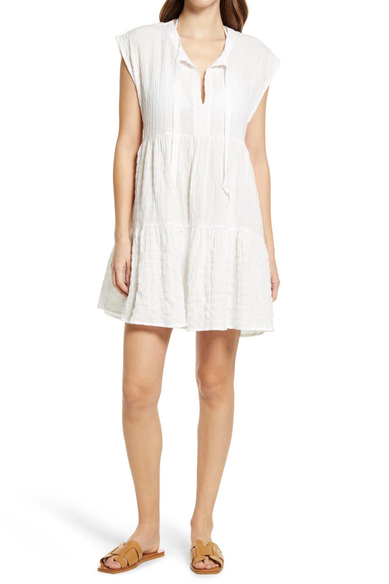 Fiona Flouncy Cover-Up Dress, Main, color, WHITE