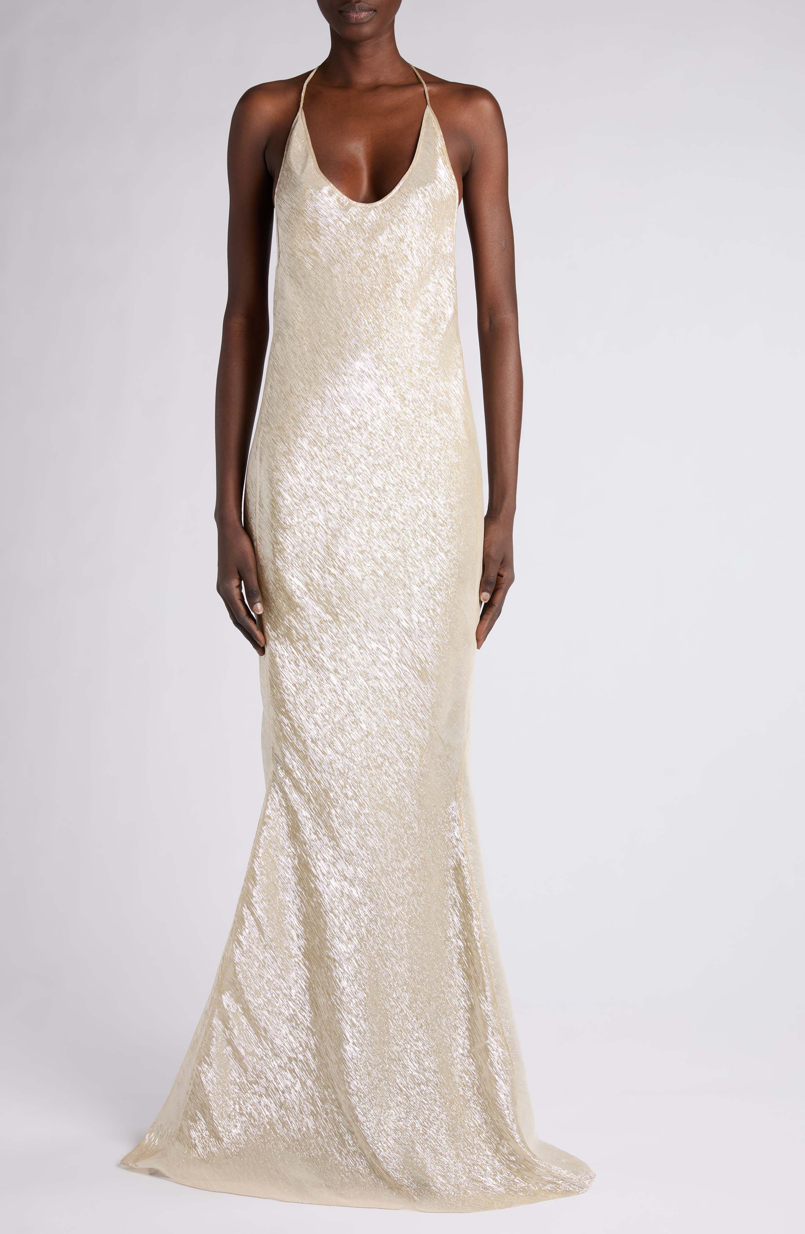 TOM FORD Metallic Voile Backless Gown (Women) | Nordstrom